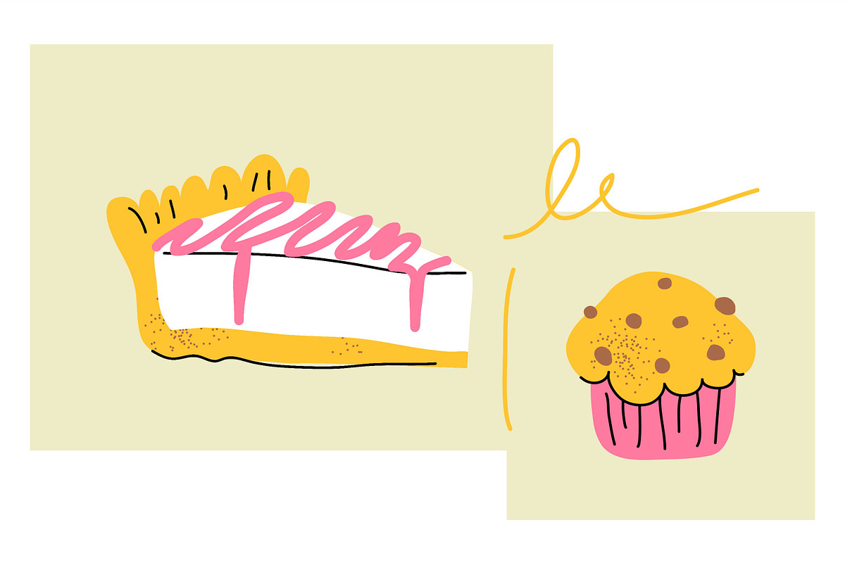 Set of sweets illustrations, vector, a Food Illustration by Maryia's Store (Photo 2 of 5)