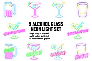 9 Alcohol Glass Neon Light Set
