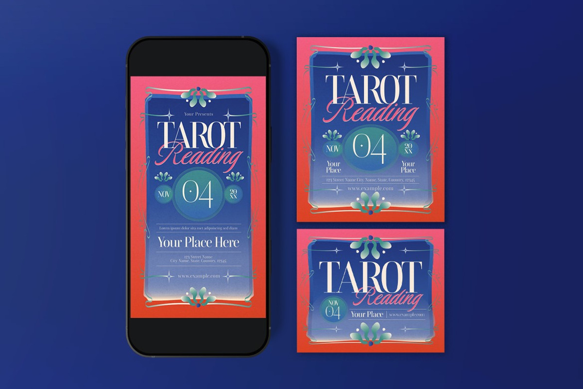 Blue Tarot Reading Flyer Set preview 3