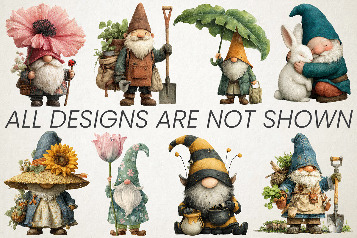 Spring Garden Gnome Clipart Bundle, an Illustration by RobertsArt (Photo 3 of 5)
