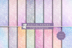 Pastel Ombre Glitter Digital Papers