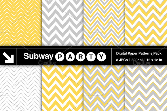 Gray & Yellow Chevron Digital Papers preview 3