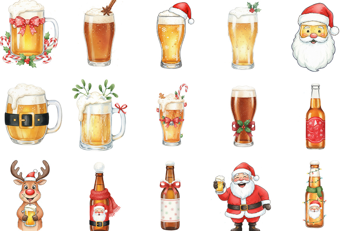Christmas Beer Sublimation Bundle, an Illustration by Designking (Photo 2 of 5)