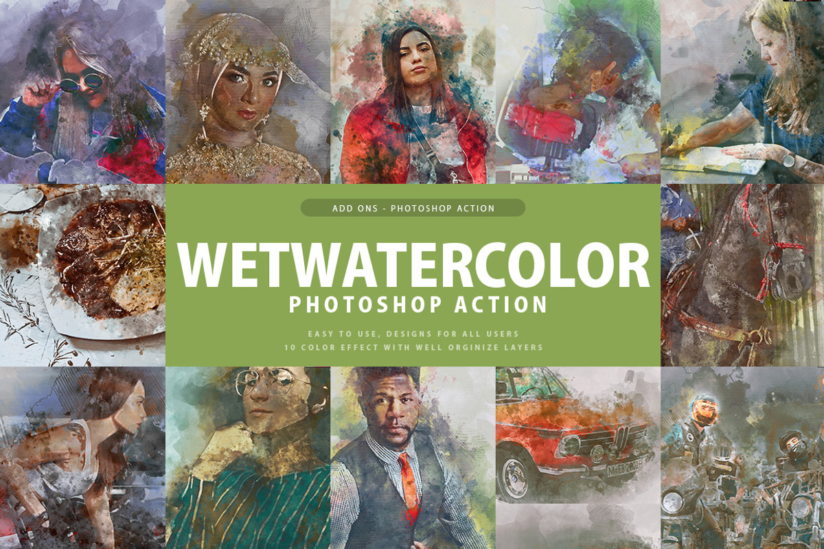 Wet Watercolor Photoshop Action, an Action Add-On by AndriyFM (Photo 1 of 20)