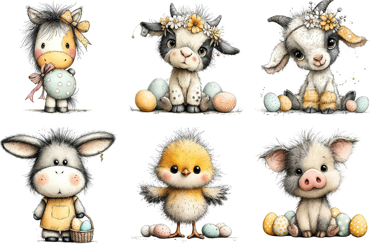 Whimsical Easter Farm Animal Clipart, an Illustration by Sublimation Artist (Photo 6 of 7)