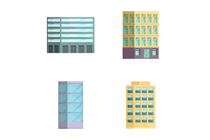 Skyscraper Icons Set Cartoon Vector