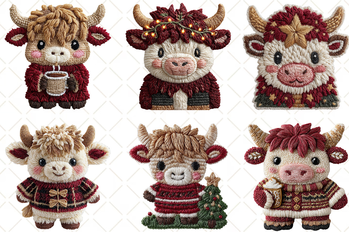 Crochet Christmas Highland Cow, an Illustration by Black Bird Studio (Photo 5 of 6)