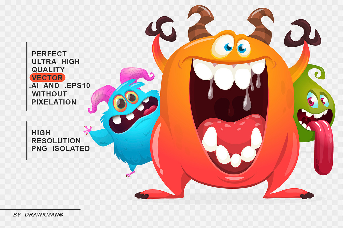 Monster Pack - 135 Cute Monsters, a Decorative Illustration by D R A W K M A N (Photo 6 of 30)
