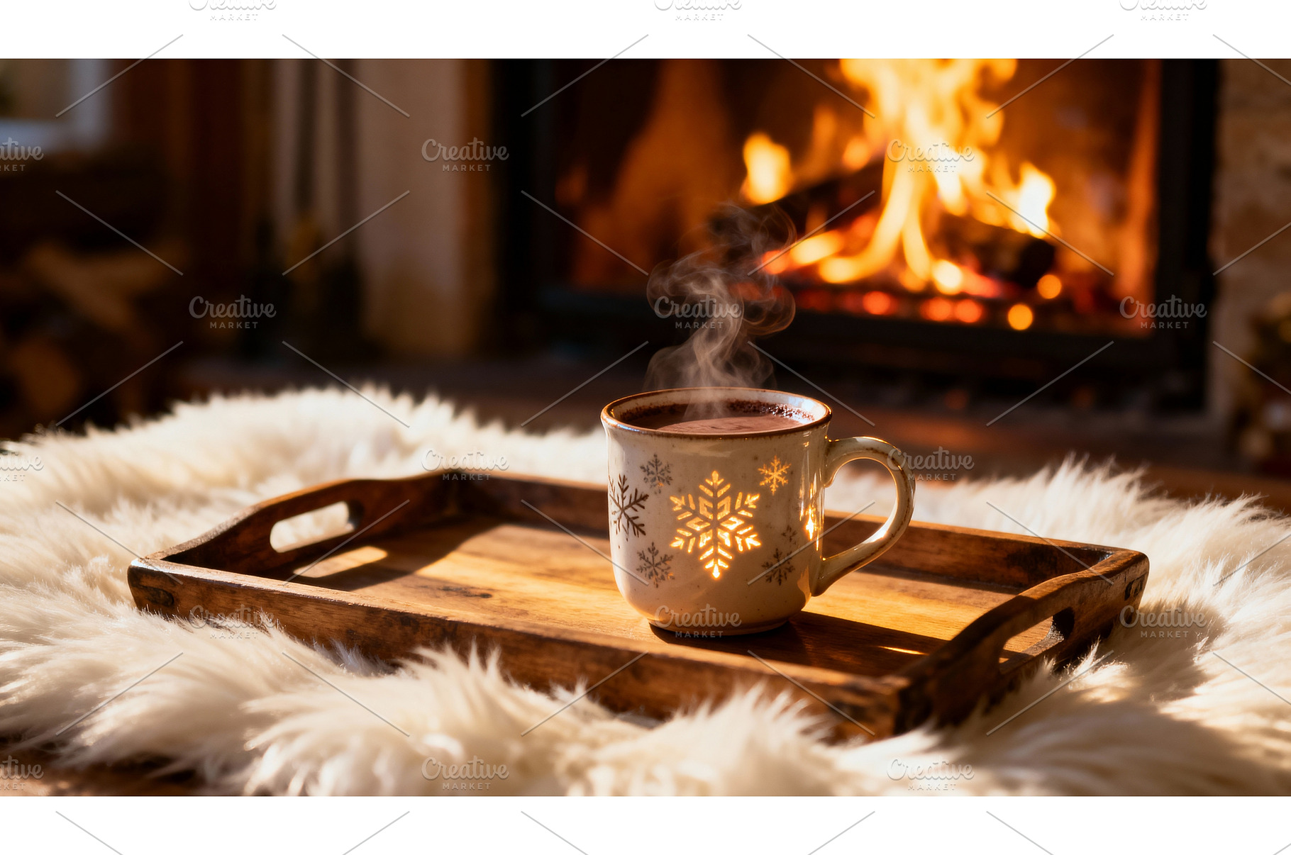 Steaming mug of hot chocolate on, a Food & Drink Photo by tilialucida