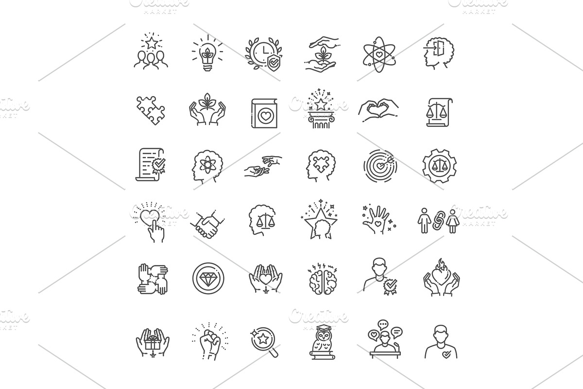 Ethics Icons. Linear Icons, an Object Illustration by Tettygreen