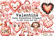 Cute Whimsical Valentine Clipart, an Illustration by Libby Wishes (Thumbnail 1 of 6)