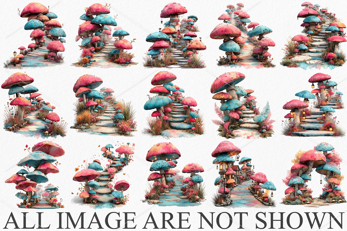 Whimsical Mushroom Pathways Clipart, a Seasonal Illustration by Canvas Craft (Photo 3 of 7)