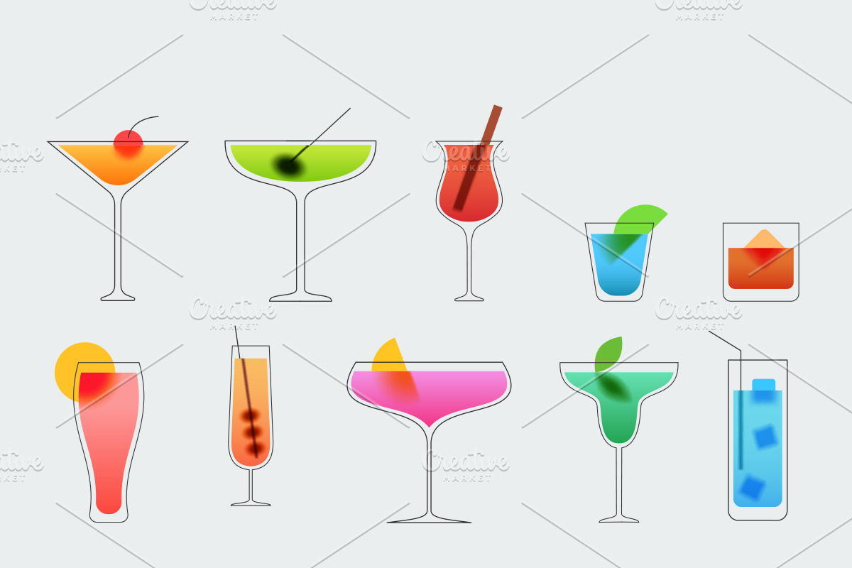 Cocktails glasses, a Food Illustration by CGterminal (Photo 2 of 4)
