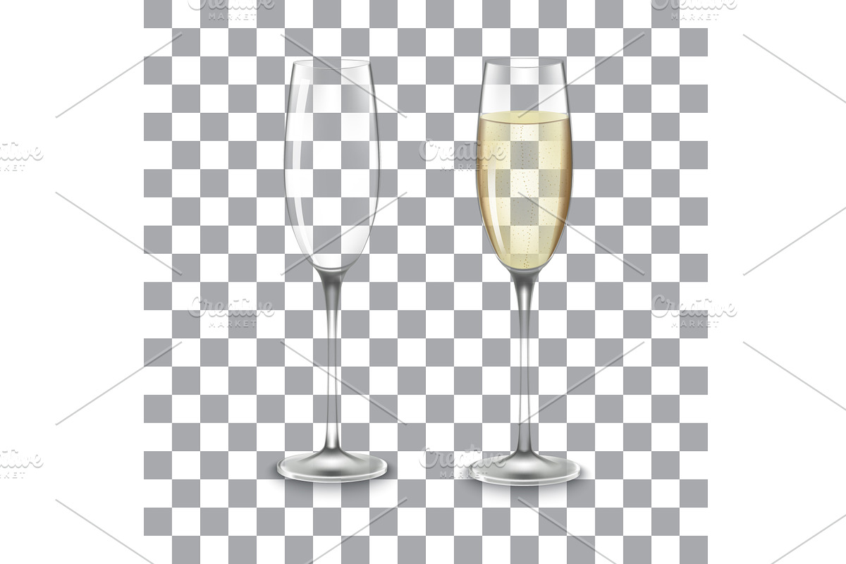 full and empty glass of champagne, an Illustration by piter.goskov