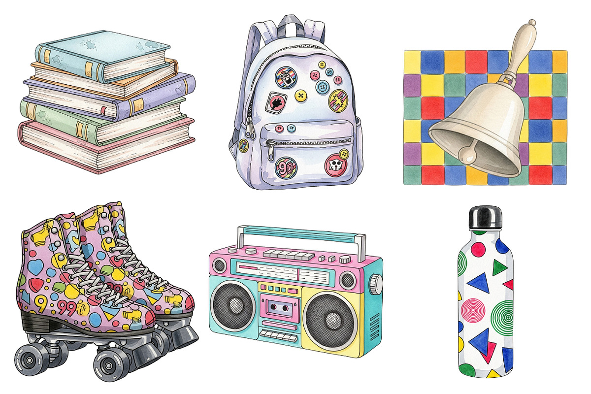 Retro Back to School Clipart, an Illustration by Daily.Designs (Photo 3 of 5)