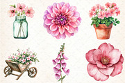 Watercolor Pink Flowers Gardens Clip, an Illustration by DreamCafeArt (Thumbnail 3 of 7)