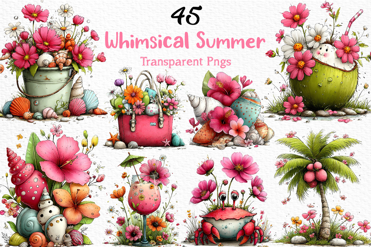 Whimsical Summer Clipart, an Illustration by Craft Nest (Photo 1 of 12)