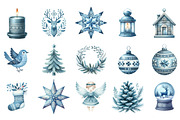 Scandinavian Blue Christmas Clipart, an Illustration by Designking (Thumbnail 3 of 5)