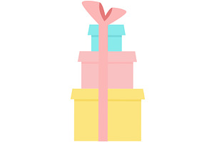 Gift stack vector present box pile, an Object Illustration by SiberianArt