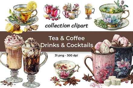 Cozy Tea & Coffee Clipart Bundle