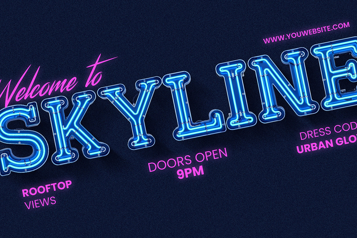 True Neon - Blue Futuristic Font, a Font by AndrewPixelType (Photo 2 of 8)