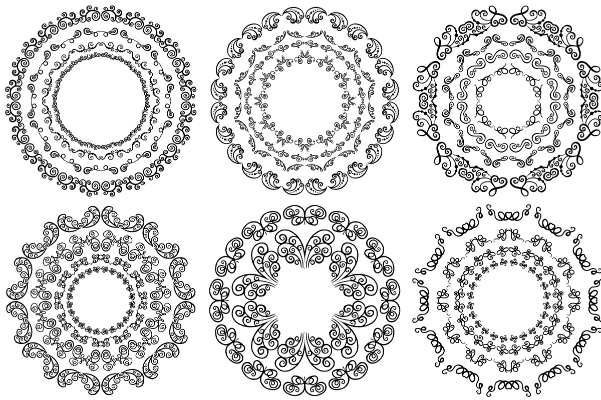 Set of vector round frames. preview 2