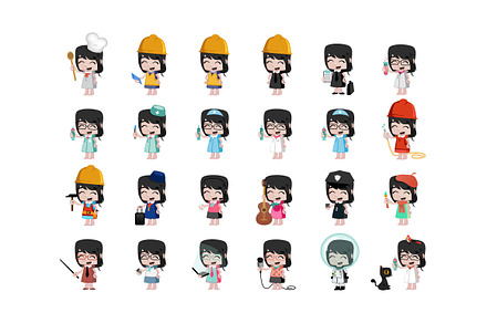 24 x Professions Vector little Girls