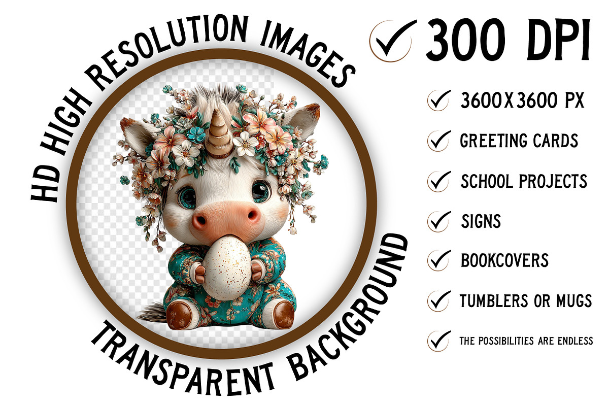 Whimsical Easter Cute Unicorn PNG, an Illustration by Craft Nest (Photo 2 of 8)