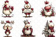 Christmas Chicken Clipart, an Illustration by Black Bird Studio (Thumbnail 4 of 6)