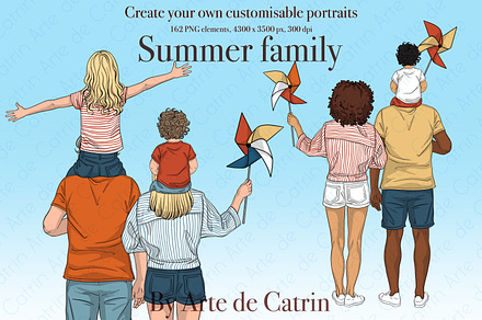 Summer Family Clipart, Beach Family