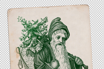 antique Santa Claus poster engraving, an Illustration by Betty Nane
