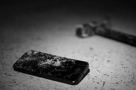 Broken phone containing phone, broken, and iphone