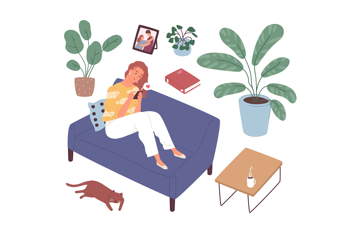 Woman chatting online in dating app, a Person Illustration by Good Studio (Photo 2 of 3)