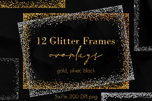 12 Confetti Glitter Frame Overlays