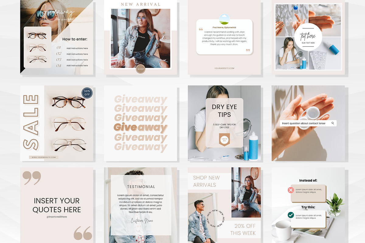 60 OPTOMETRY Instagram Templates, a Social Media Template by SocialMediaTemplate (Photo 4 of 9)