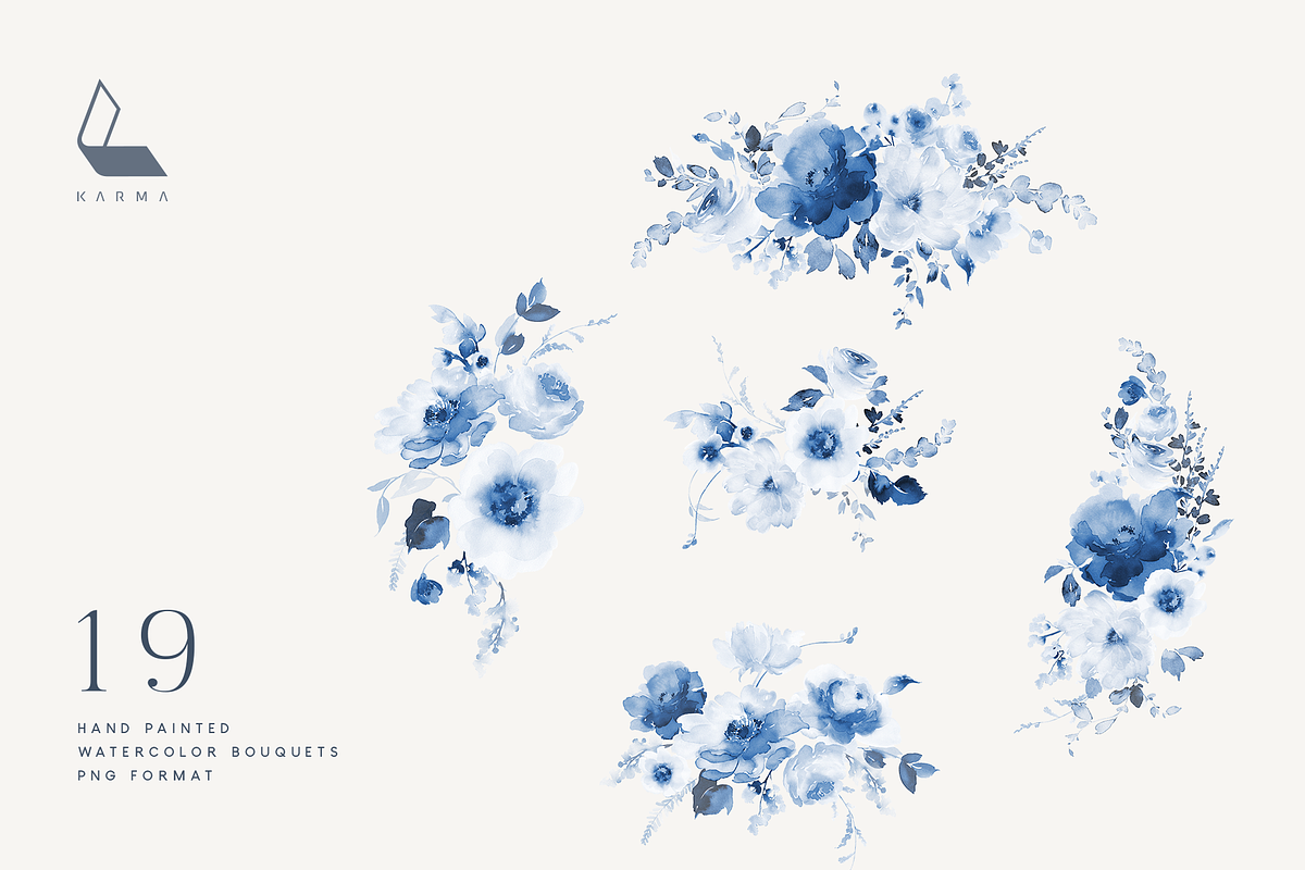 Dusty Blue Floral Wedding Set, an Illustration by Karma (Photo 6 of 16)