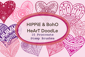 Hippie & Boho Heart, Procreate Stamp