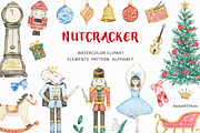 Watercolor Christmas Nutcracker Set, a Seasonal Illustration by SvetaArtStore (Thumbnail 1 of 9)