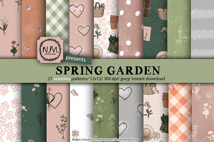 Spring garden digital paper pack