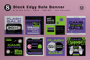 Black Edgy Games Square Banner