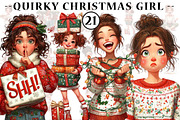 Quirky Christmas Girl Clipart, an Illustration by CreationArt (Thumbnail 1 of 4)
