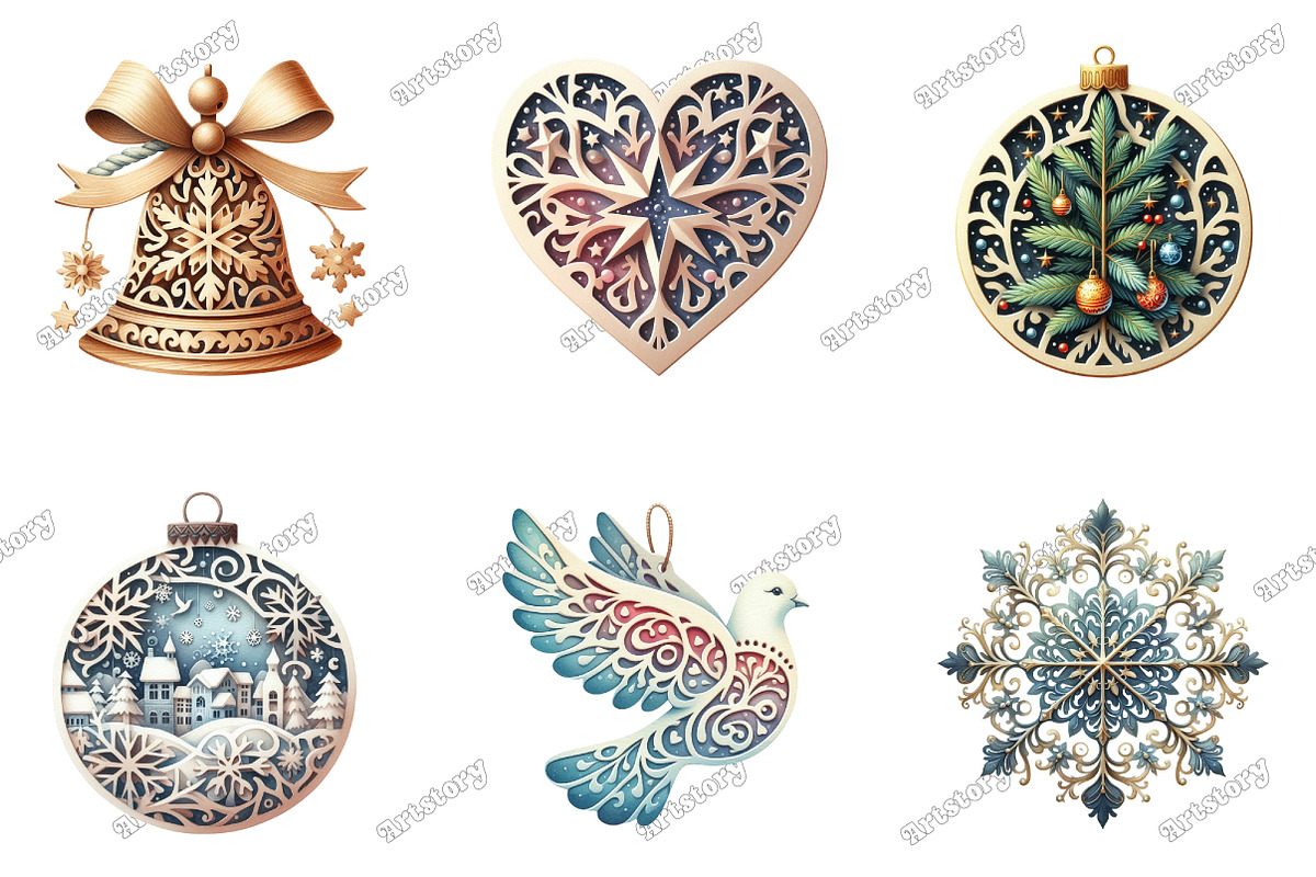 Christmas Laser Cut Ornaments Bundle, an Illustration by designcity5 (Photo 3 of 5)