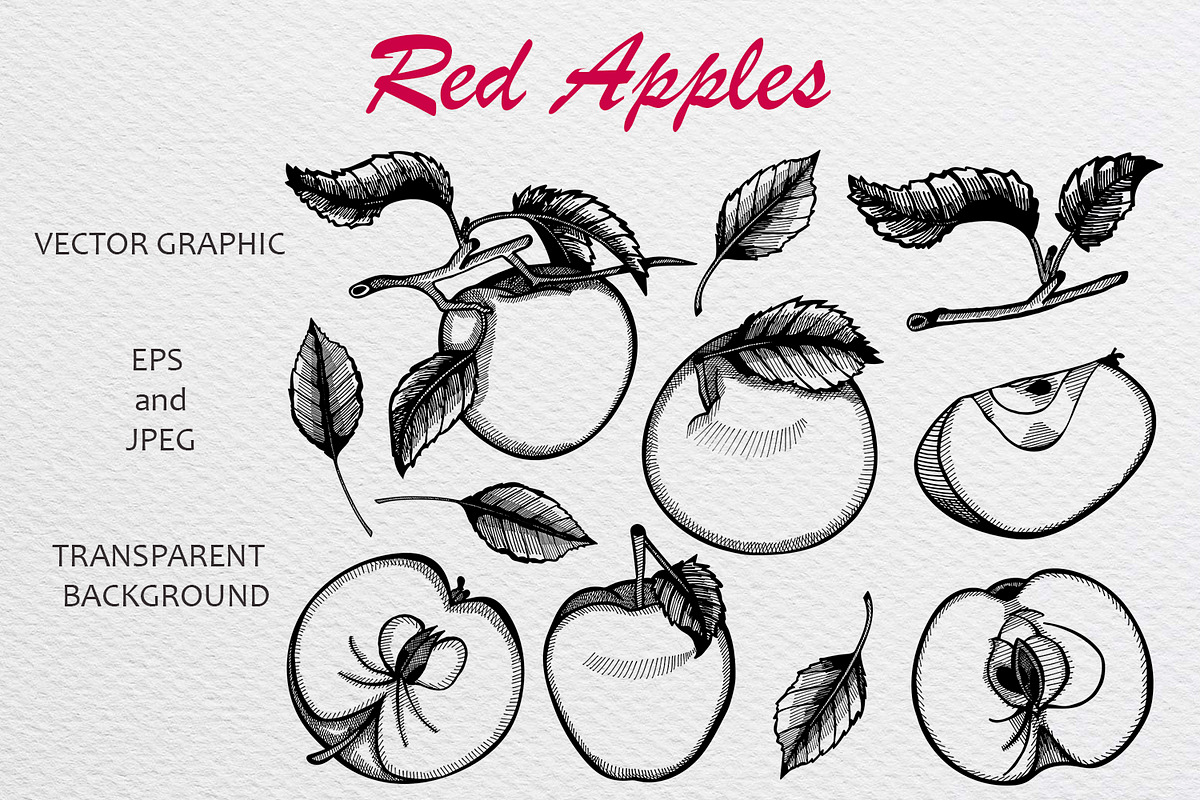 Set of hand-drawn sketches apples, a Background Graphic by Fresh art by Larysa (Photo 1 of 5)