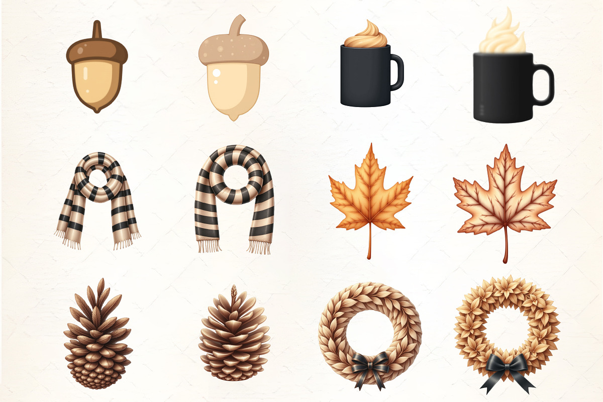 Beige & Black Autumn Clipart, an Illustration by CrexoraLab (Photo 3 of 5)