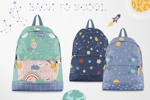 In Outer Space Childish Graphic Set