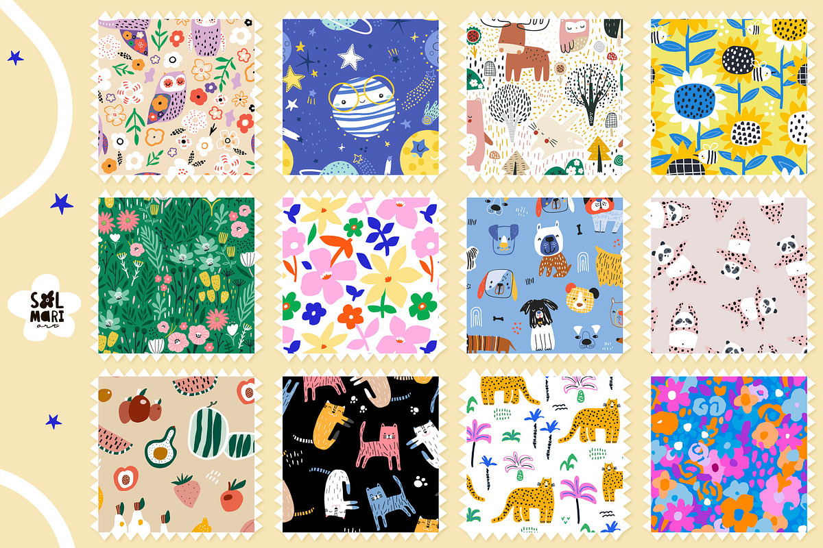 CHILDISH PATTERNS PACK vol.8, a Pattern Graphic by solmariart