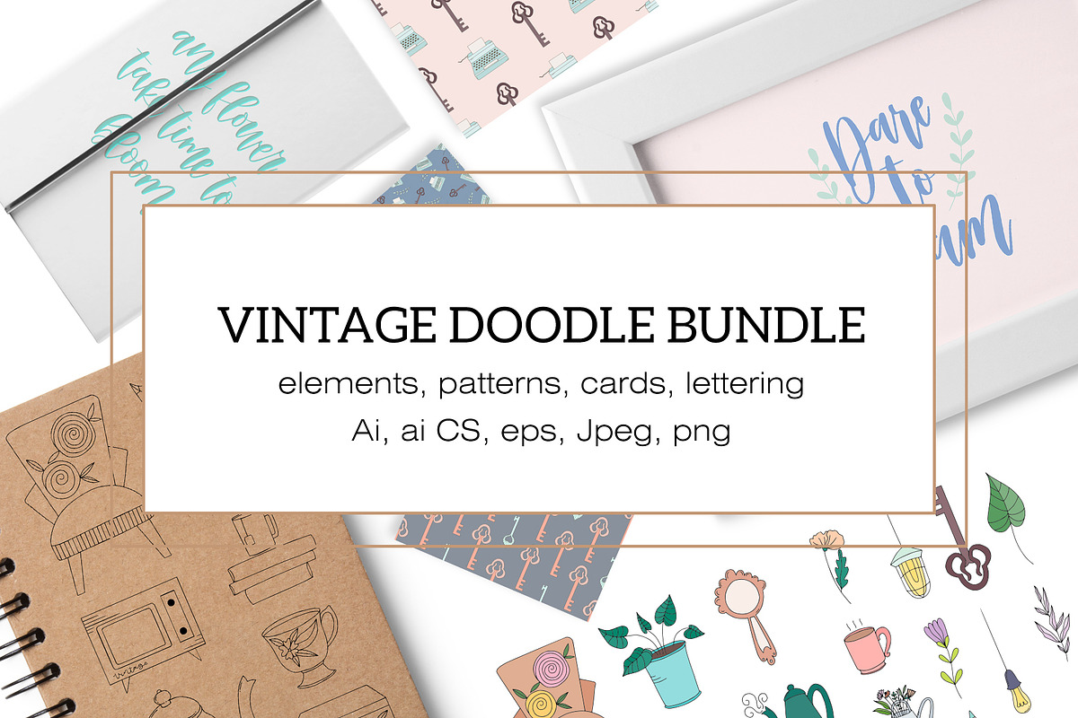 Vintage doodle bundle. Patterns+, a Pattern Graphic by Sentimental postman (Photo 1 of 18)