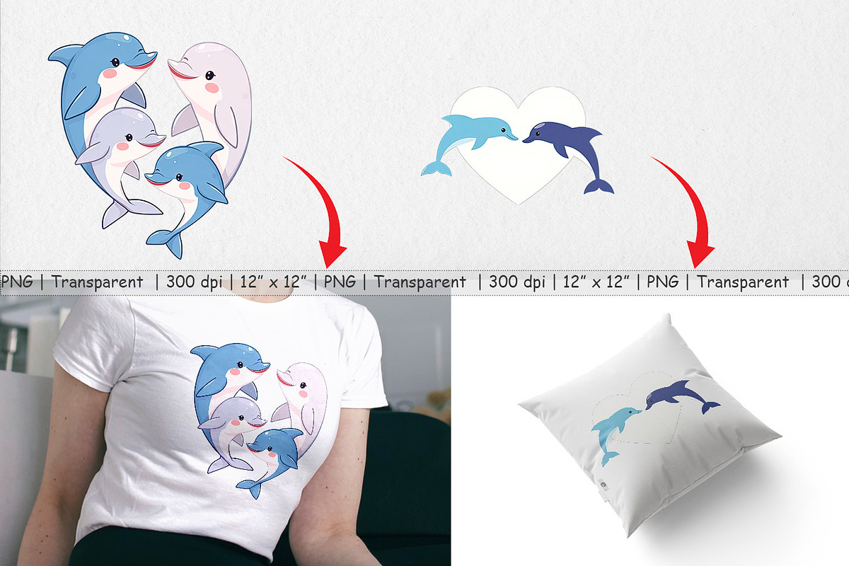Clipart Love Dolphin, a Graphic by Artnoy (Photo 3 of 5)