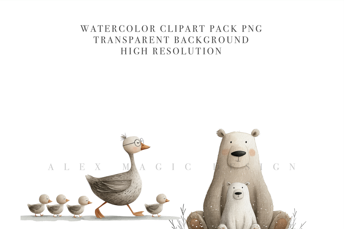 Mom and Baby Animal Clipart, a Decorative Illustration by Pati Charm Studio (Photo 6 of 8)
