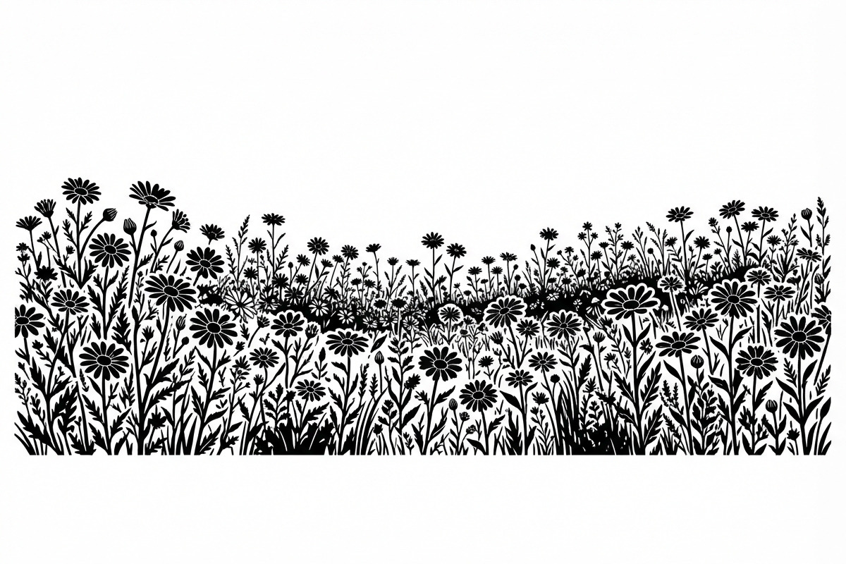 60 Daisy Flower Field Silhouette, a Seasonal Illustration by Amazin_art (Photo 2 of 36)